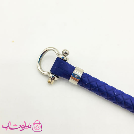 دستبند امگا رابر سرمه ای مردانه قفل نقره ای کیفیت مستر کد 650