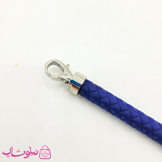 دستبند امگا رابر سرمه ای مردانه قفل نقره ای کیفیت مستر کد 650