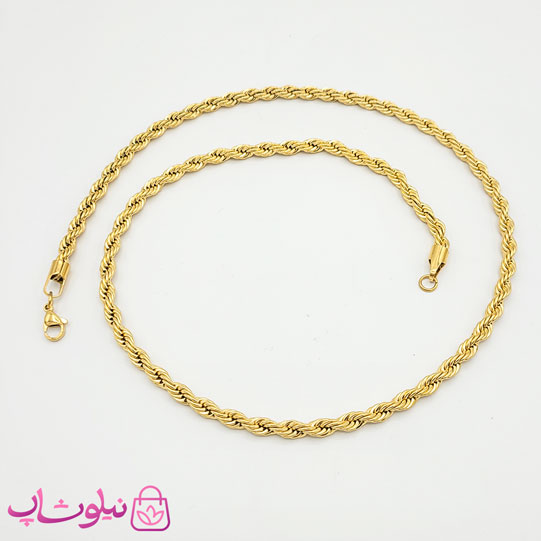 زنجیر طنابی مردانه گلد استیل ضخیم 60 سانت کد 2691