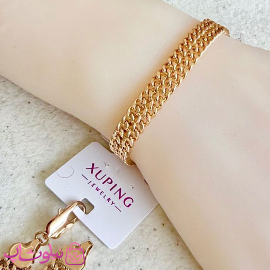 دستبند زنانه ژوپینگ مدل کارتیه دو لاین طول 19 سانت عرض 8 میل کد 5991