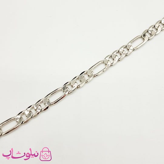 دستبند زنانه ژوپینگ طرح فیگارو نقره ای رنگ طول 19.5 سانت عرض 6.5 میل کد 5491