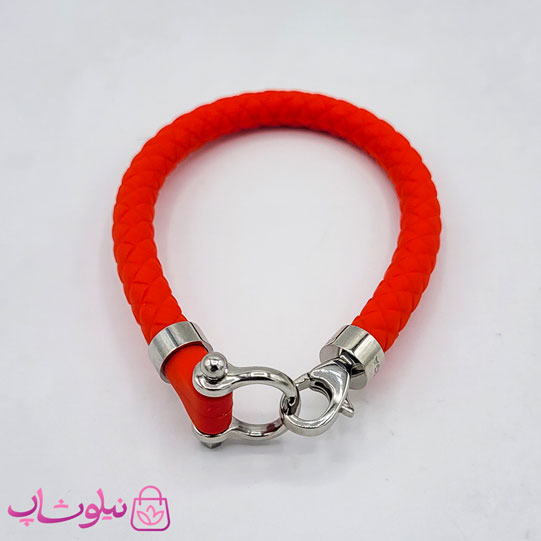 دستبند امگا رابر قرمز مردانه زنانه با قفل نقره ای کیفیت مستر کد 1100