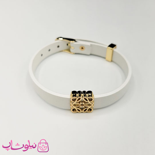 دستبند زنانه لووه Loewe چرم استیل رنگ سفید کد 650
