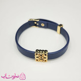 دستبند زنانه لووه Loewe چرم استیل رنگ سرمه ای کد 650