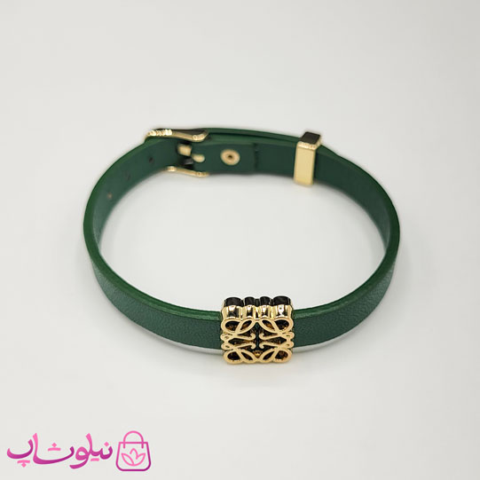 دستبند زنانه لووه Loewe چرم استیل رنگ سبز کد 650