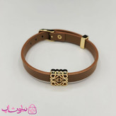 دستبند زنانه لووه Loewe چرم استیل رنگ قهوه ای روشن کد 650