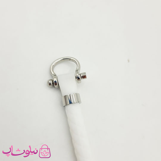 دستبند امگا رابر سفید با قفل نقره ای مردانه زنانه کیفیت مستر کد 1100
