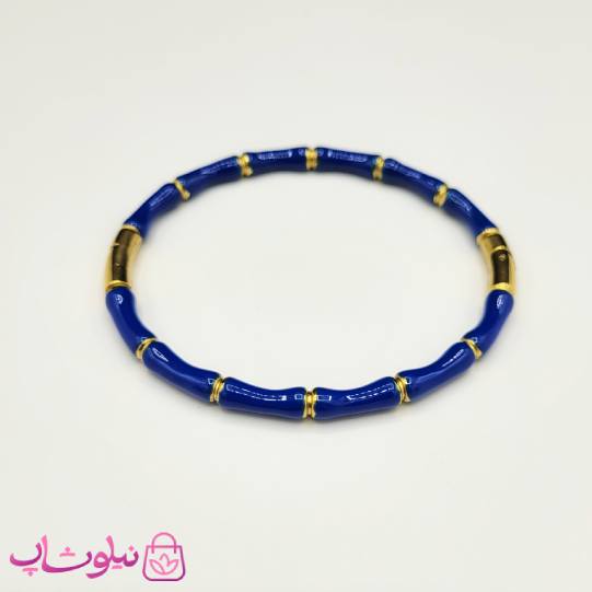 دستبند زنانه استیل مدل بامبو (استخوانی) آبی کد 197