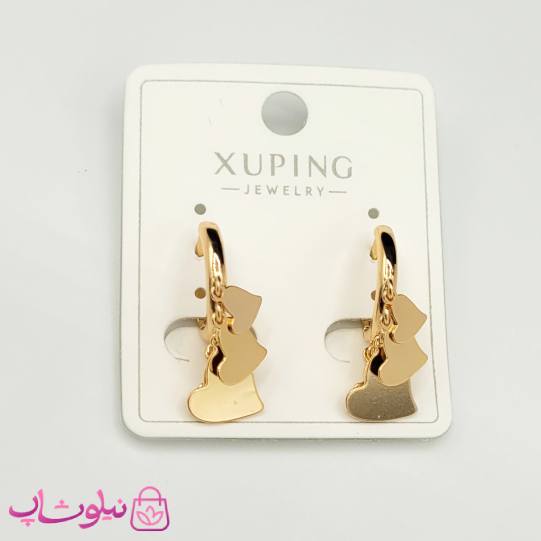 گوشواره آویزدار حلقه ای زنانه ژوپینگ مدل قلب کد 430