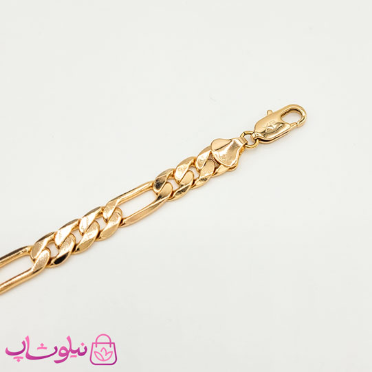 دستبند زنانه مردانه ژوپینگ طرح فیگارو طلایی طول 19.5 سانت عرض 6.5 میل کد 5491