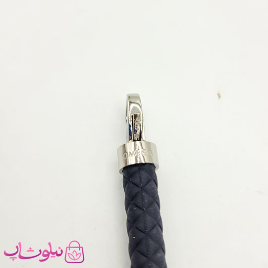 دستبند امگا رابر مشکی مردانه زنانه با قفل نقره ای کیفیت مستر کد 1100