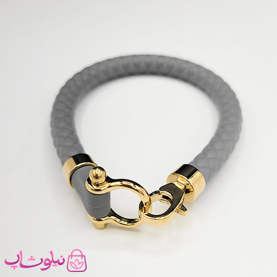 دستبند امگا رابر طوسی با قفل طلایی سایز لارج کیفیت مستر کد 1100