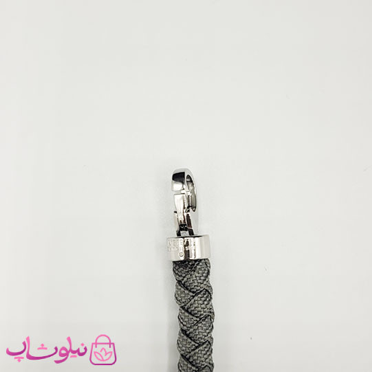 دستبند امگا کنفی یا برزنتی طوسی روشن با قفل نقره ای سایز لارج کیفیت مستر کد 1100