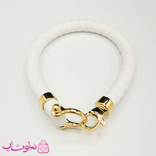 دستبند امگا رابر سفید با قفل طلایی سایز لارج کیفیت مستر کد 1100