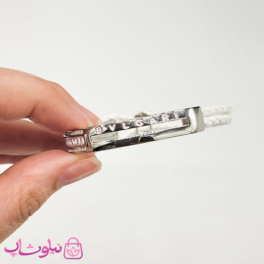 دستبند زنانه بولگاری مدل چرم استیل صورتی سفید نقره ای کیفیت مستر کد 1600