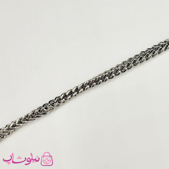 ست گردنبند و دستبند مردانه فرانکو (میرو) استیل نقره ای کد 950