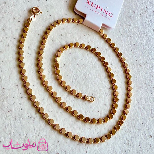 زنجیر زنانه ژوپینگ مدل دایره های تخت (پولکی) طول 45 سانت کد 7991