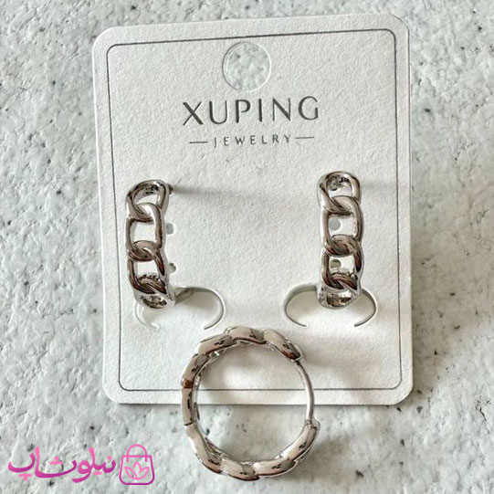 گوشواره حلقه ای کارتیه ژوپینگ نقره ای رنگ کد 2391
