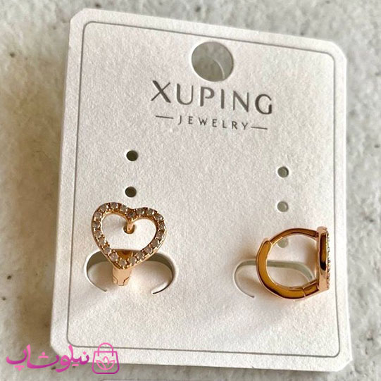 گوشواره دخترانه ژوپینگ قلب نگیندار کوچک کد 3591
