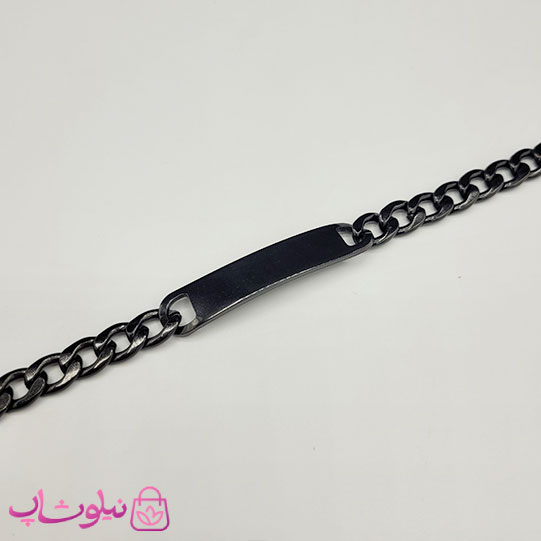 دستبند مردانه مدل کارتیه پلاک دار مشکی رنگ کد 2891
