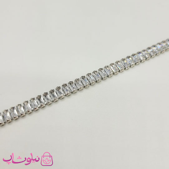 دستبند دخترانه تنیسی مدل نگین باگتی طول 18.5 سانت عرض 4 میل کد 300