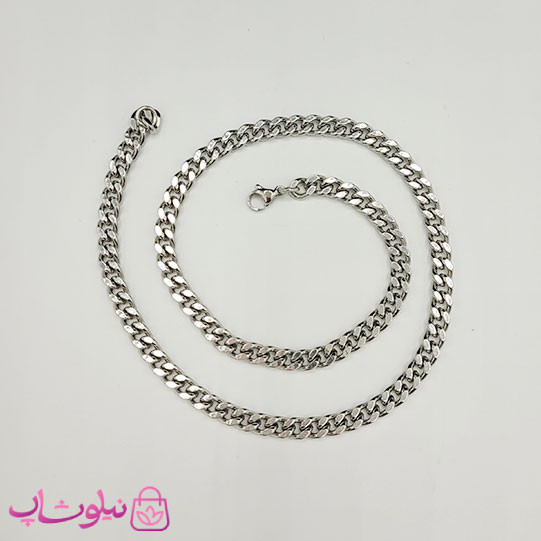 گردنبند/ دستبند/ پابند زنانه مدل کارتیه استیل نقره ای رنگ