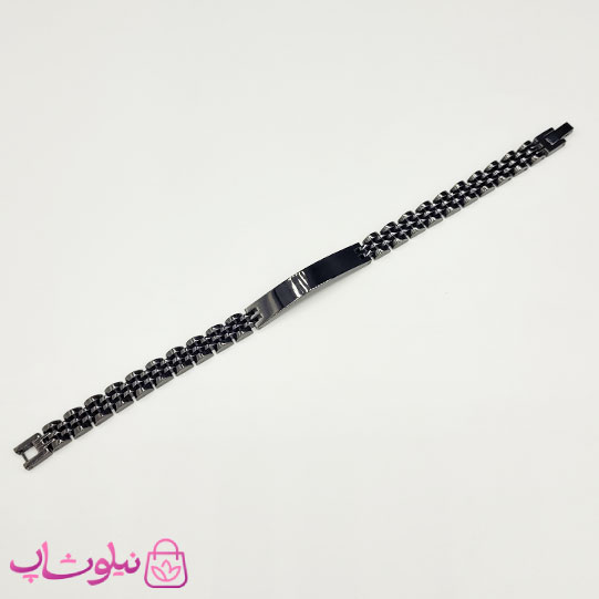 دستبند مردانه رولکس فول مشکی پلاک دار استیل کد 6991