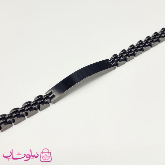 دستبند مردانه رولکس فول مشکی پلاک دار استیل کد 6991