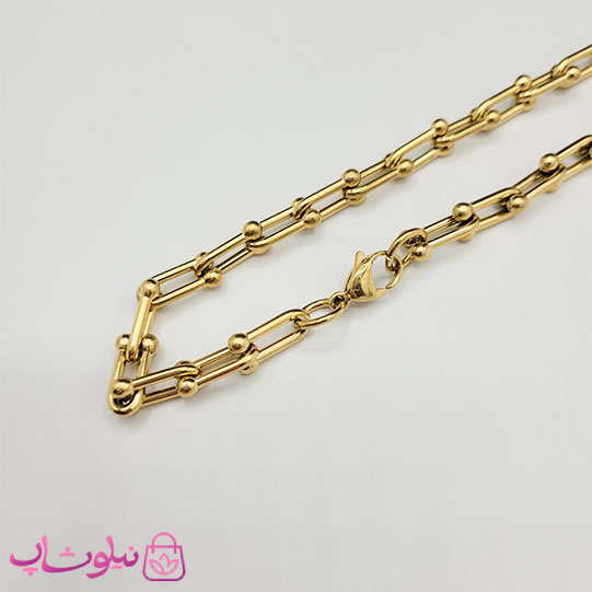 ست گردنبند و دستبند زنانه تیفانی طلایی استیل کد 6918
