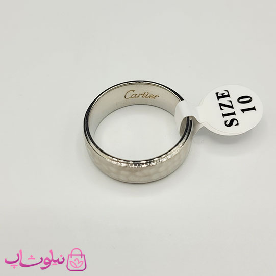 انگشتر مردانه کارتیه مدل طرحدار فول نقره ای استیل کد 460