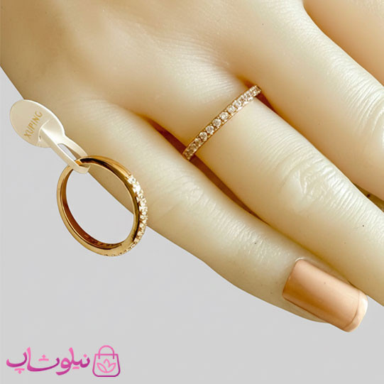 رینگ زنانه ژوپینگ مدل ظریف نگیندار کد 1491