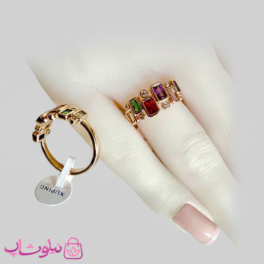 انگشتر زنانه ژوپینگ نگین رنگی کد 2991