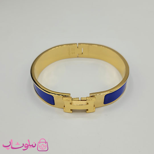 دستبند زنانه هرمس آبی طلایی استیل قفل اورجینال کد 680