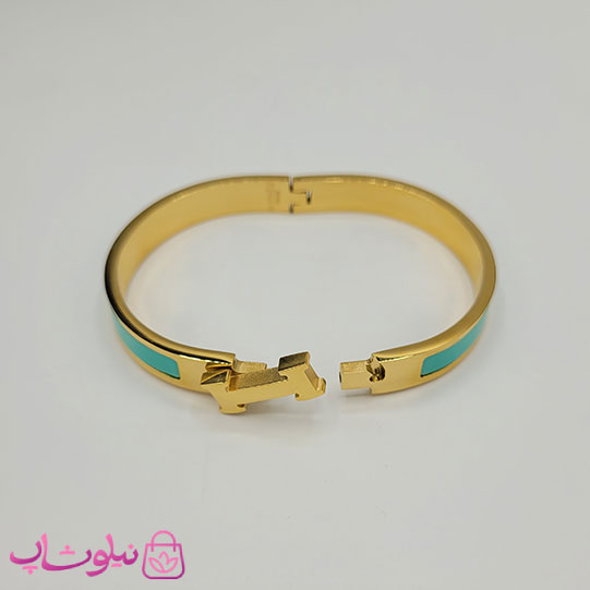 دستبند زنانه هرمس سبز طلایی استیل قفل اورجینال کد 680