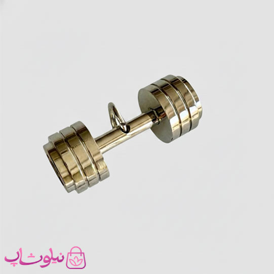 گردنبند اسپرت مدل دمبل ورزشی نقره ای استیل (اندازه پلاک درشت) کد 270