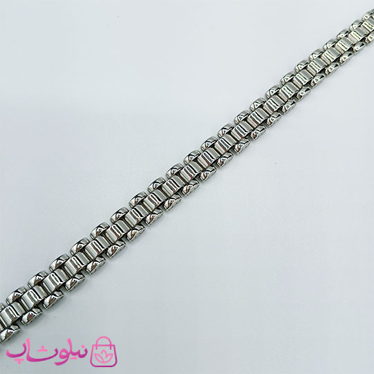 دستبند اسپرت استیل طرح رولکس نقره ای کد 4391
