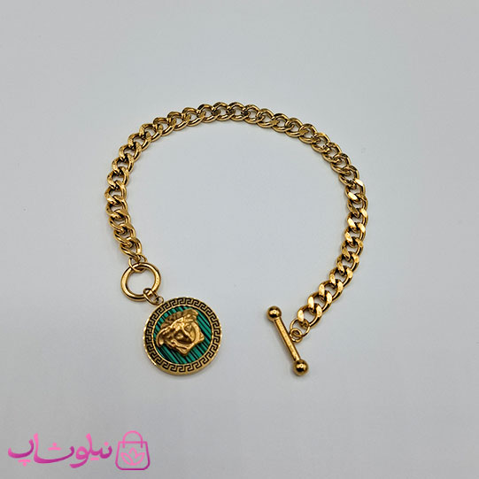 دستبند زنانه ورساچه مدل شیر سبز برجسته کد 2592