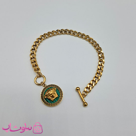 دستبند زنانه ورساچه مدل شیر سبز برجسته کد 2592