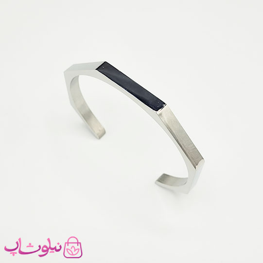 دستبند بنگل مردانه مدل سون نقره ای رنگ کد 370