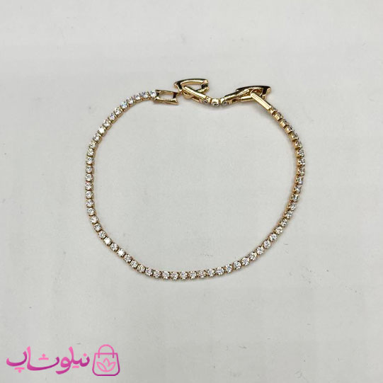 دستبند زنانه ژوپینگ ظریف طرح تنیسی نگین سفید کد 2991