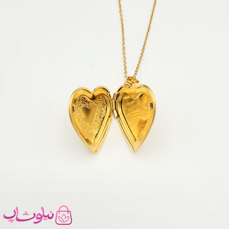 گردنبند لاکت عکس مدل قلب طلایی طرحدار کد 699