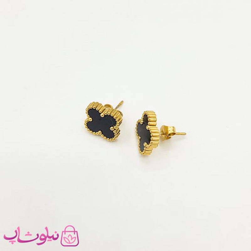 ست گردنبند و گوشواره دخترانه ونکلیف مشکی کد 1191