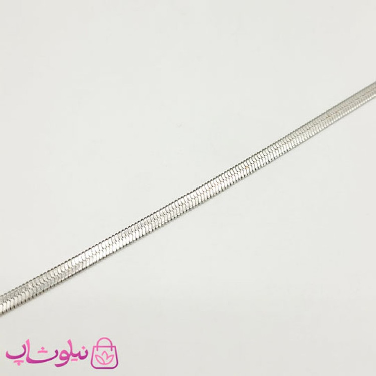 ست دستبند و گردنبند هرینگبون تخت نقره ای 4 میل