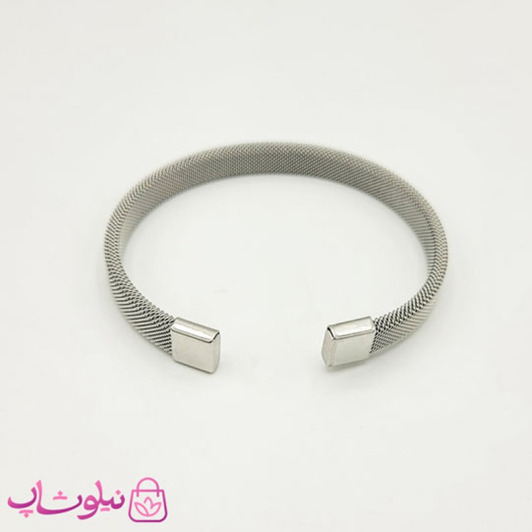 دستبند حصیری مردانه زنانه استیل نقره ای کد 1391