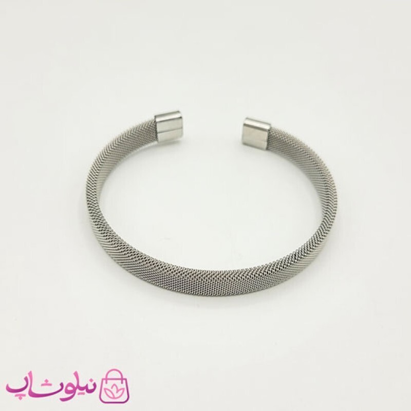 دستبند حصیری مردانه زنانه استیل نقره ای کد 1391