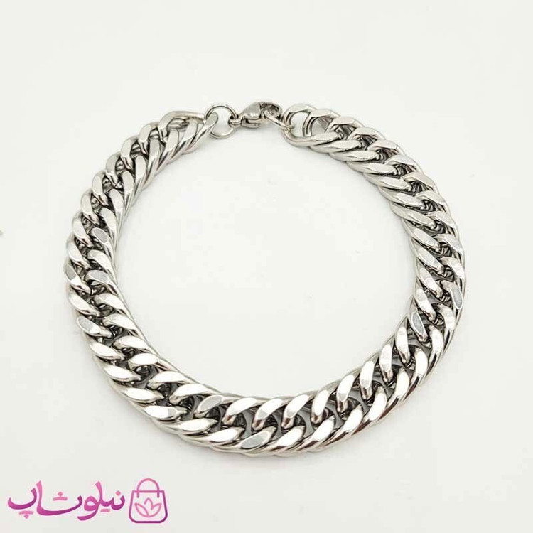 دستبند استیل مردانه طرح کارتیه نقره ای