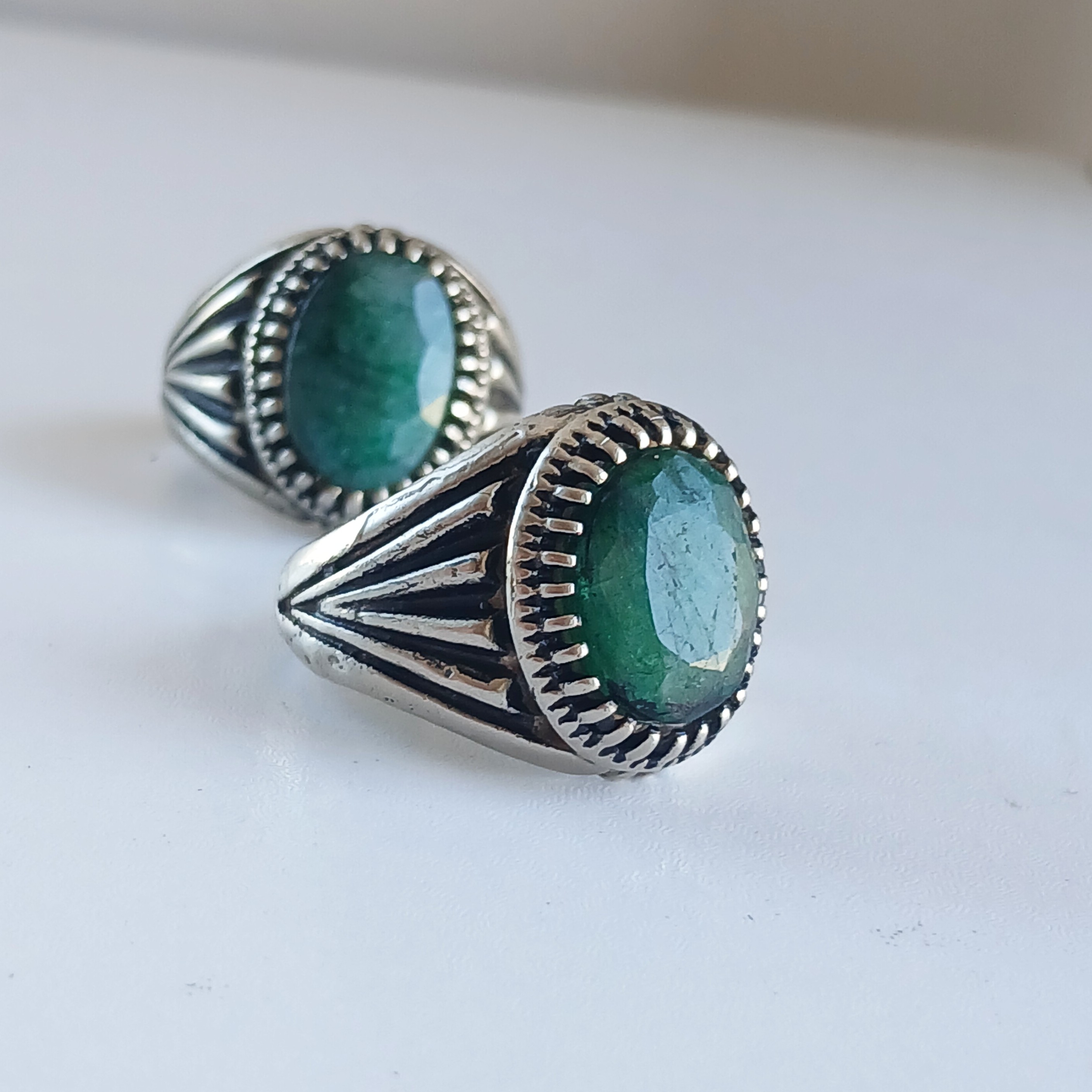 انگشتر زمرد هندی معدنی مردانه کد دار