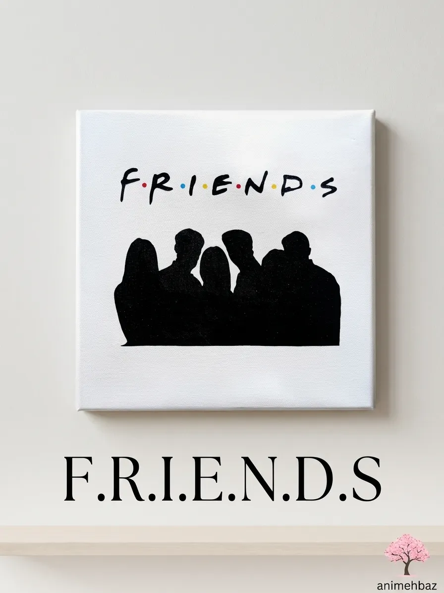 تابلو نقاشی بوم سریال فرندز (Friends) طرح مینیمال سیلوئت شخصیتها