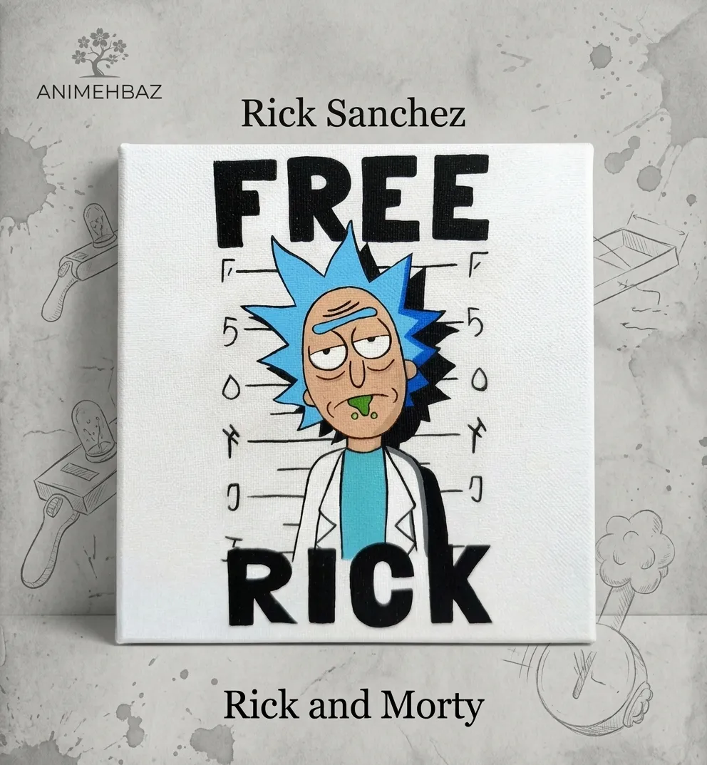 تابلو نقاشی بوم ریک سانچز انیمیشن ریک و مورتی طرح Free Rick