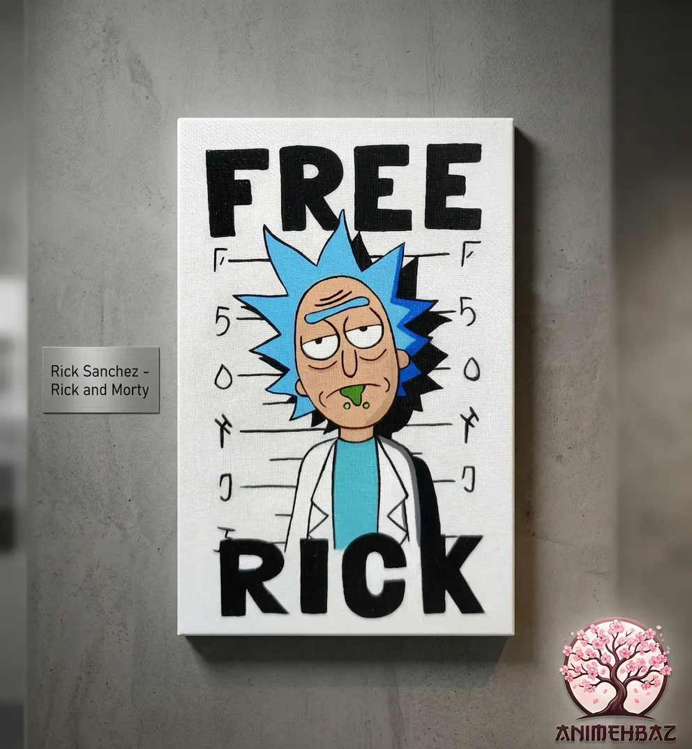 تابلو نقاشی بوم ریک سانچز انیمیشن ریک و مورتی طرح Free Rick